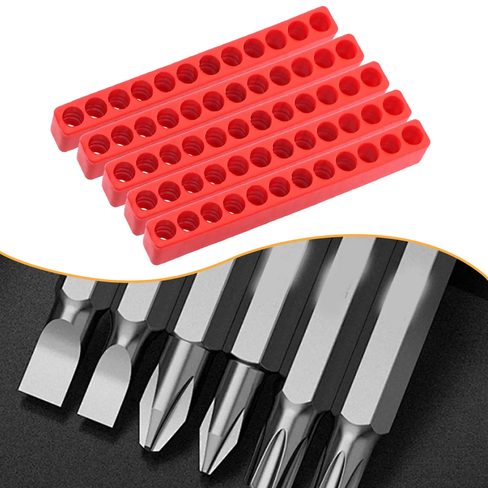 5 Pieces Hex Bit Organizer 12 Slot Compact Wear Resistant Saving Flexible Impact Driver Bit Holder Secure Storage