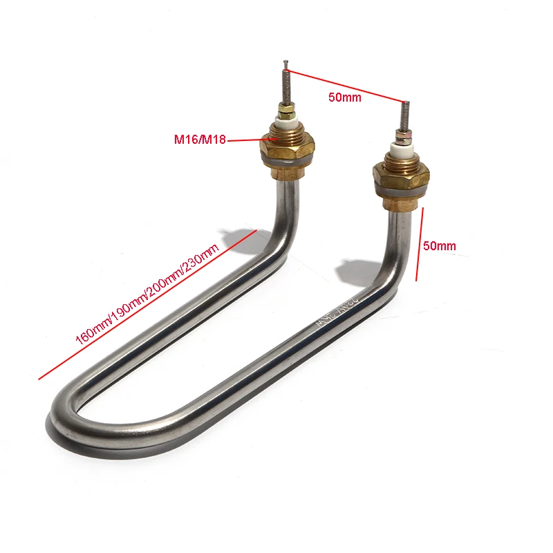 110V/220V/380V Bending U Shaped Stainless Steel Heating Tube Element 1-3KW 8mm Tube Dia Electric Water Heater Pipe