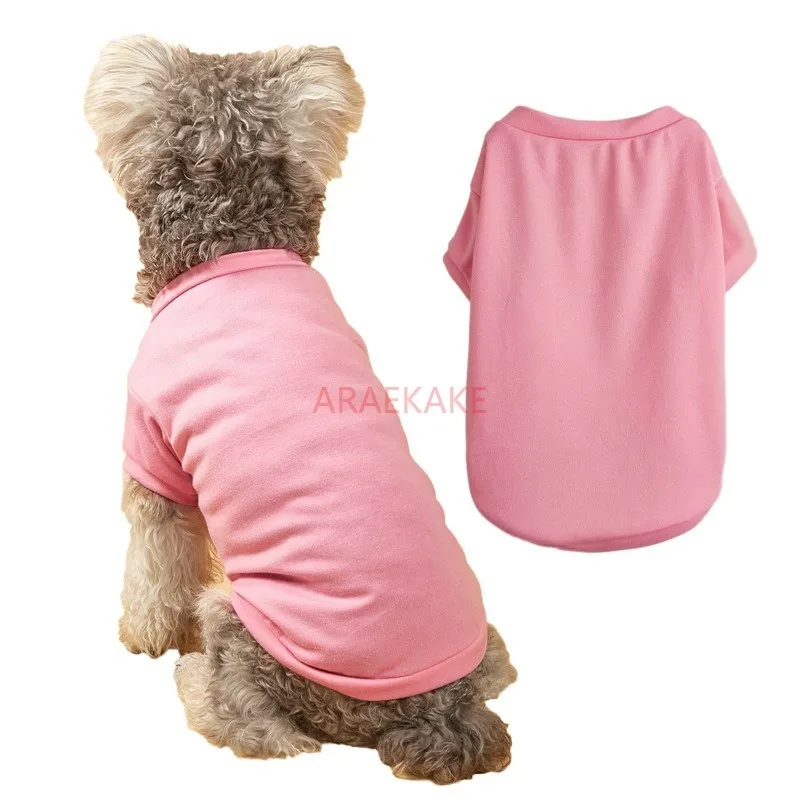 Dog round neck solid color hoodie for spring and summer cats, pet dogs, clothing T-shirt, thin design