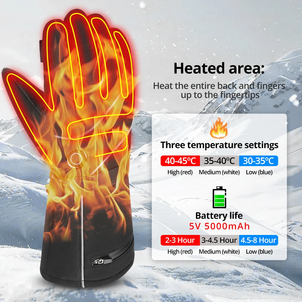 

Heated Gloves Eletric Thermal Heat Gloves Winter Warm Skiing Snowboarding Fishing Riding Waterproof Heated Rechargeable Gloves