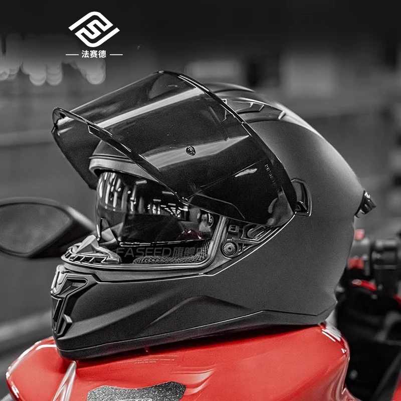 FASEED FS-825 Motorcycle Helmet Locomotive Full Helmet Double Lens Sun Protection Cycling Four Seasons Casco Moto