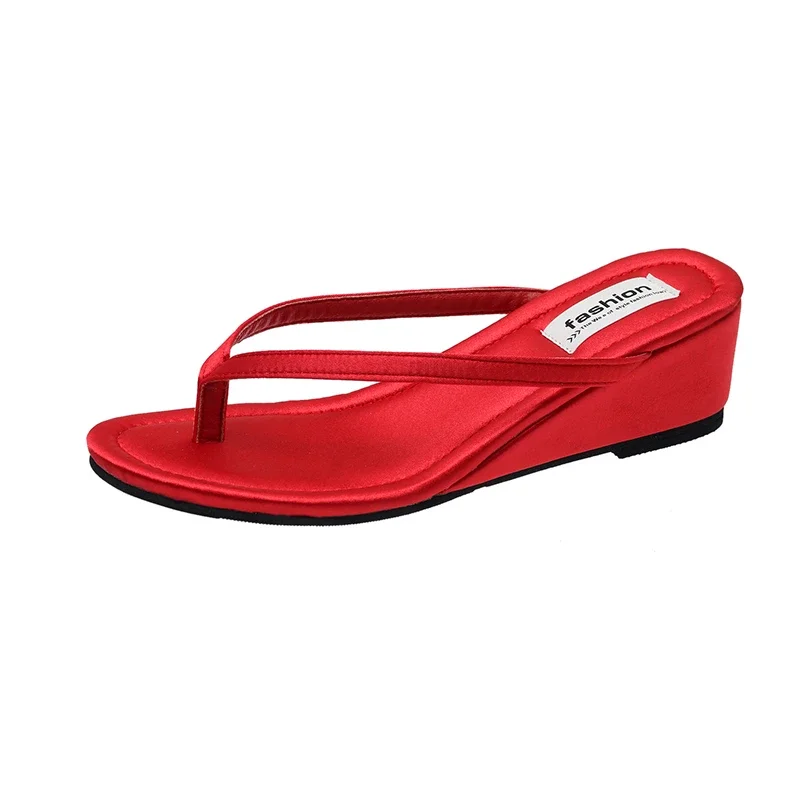 Designer Summer Beach Women Clip Toe Slippers Fashion Outdoor Slip On Wedges Heel Slides Female Flip Flop Shoes