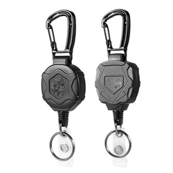 1 PCS Retractable Keychain Heavy Duty Carabiner Badge Holder ID Badge Reel With Steel Retractable Cord