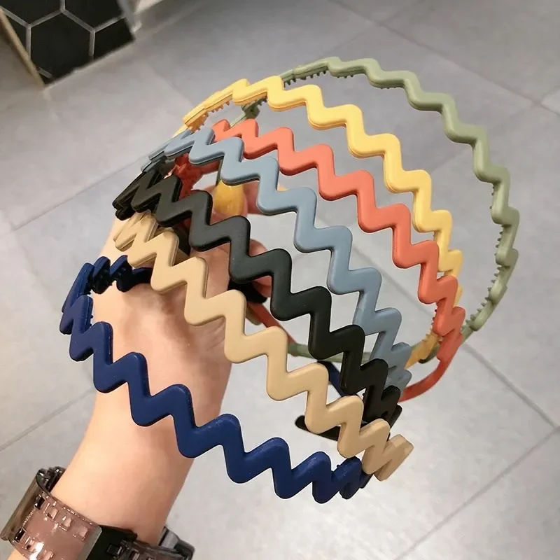 

New Fashion Scrub Non-Slip Resin Headband Solid Color Wave Hair Band Girls for Women's Hair Accessories Hoop Hairband