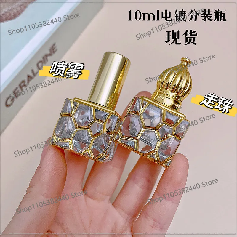 10PCS 10ml Glass Perfume Spray Bottle Empty, Portable Refillable Atomizer & Essential Oil Rollerball Vial