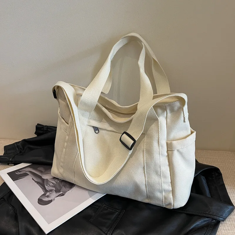 Large Capacity Canvas Women Tote Bags Fashion Female Shoulder Bag Commuting Carrying Bag Casual Designer Handbag Shopper Bag