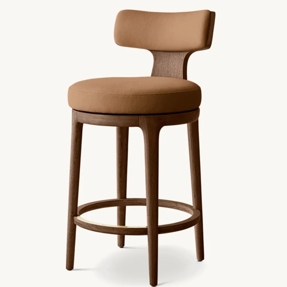 #Modern Durable Wood Frame Counter Height Swivel Bar Stool With Back For Hotel & Apartment Kitchen Island Dining Room