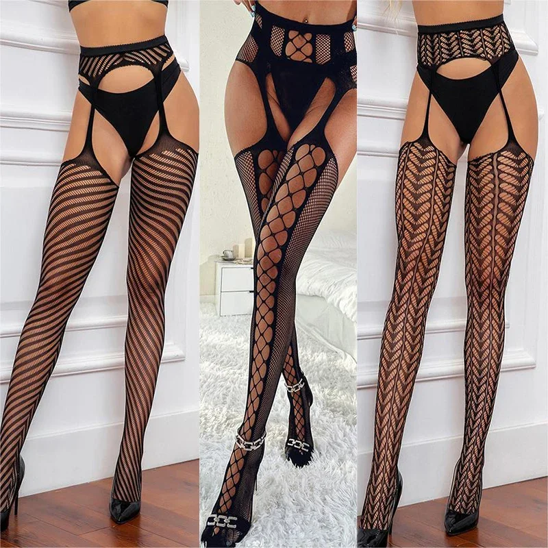 

New Erotic lingerie Tight mesh pants long tube socks seductive stockings sexy porn outfit women lingeries sexy​ femme prostitute