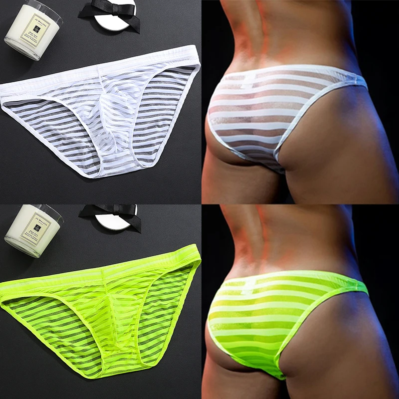 1pc Men\'s Panties Ultra Thin Transparent Mesh Summer Briefs Ice Silk Seamless Underwear Sexy Lingerie Underpant Short Breathable