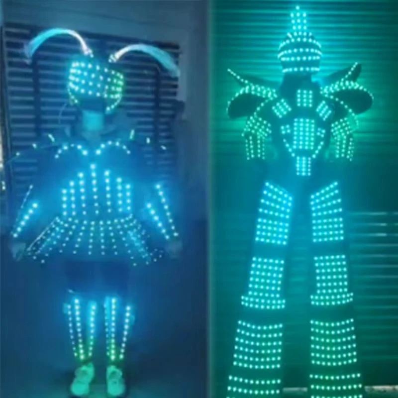 LED robot suit, illuminated costume show, LED robot roleplay party