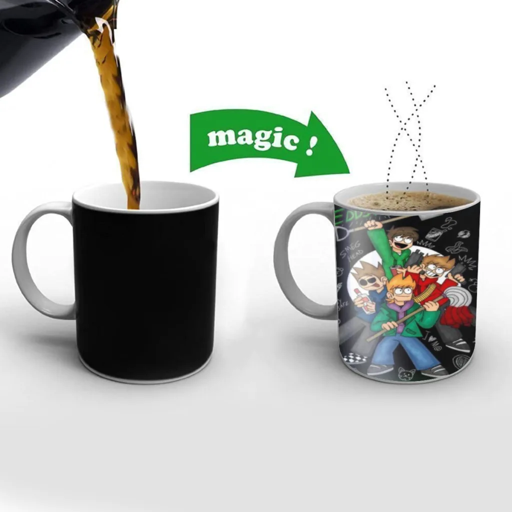 

Cartoon Cute Eddsworld Anime Coffee Mugs Creativ Color Changing Milk Tea Cup Ceramic Magic Heat Sensitive Mug Gifts