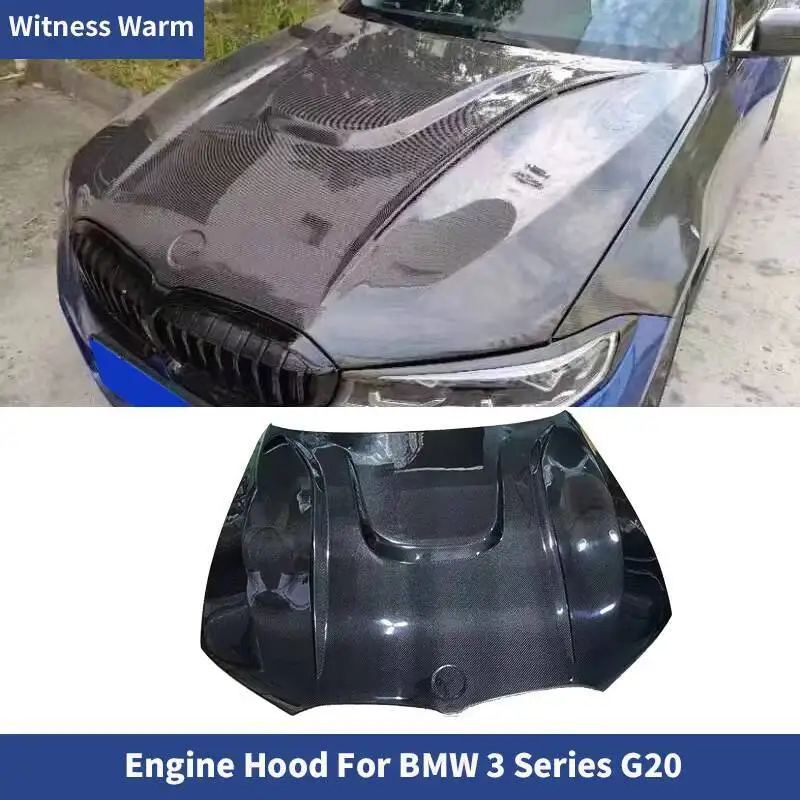 لسيارات BMW 3 Series G20 مزورة من ألياف الكربون FRP غير مطلية غطاء محرك السيارة غطاء محرك السيارة طقم الجسم #1