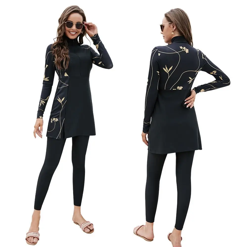 

Burkini Women Muslim Swimwear Swimsuit Burkinis Modest Two-Piece Moslem Muslem Maillot De Bain All Cover Full Black Long Sleeve