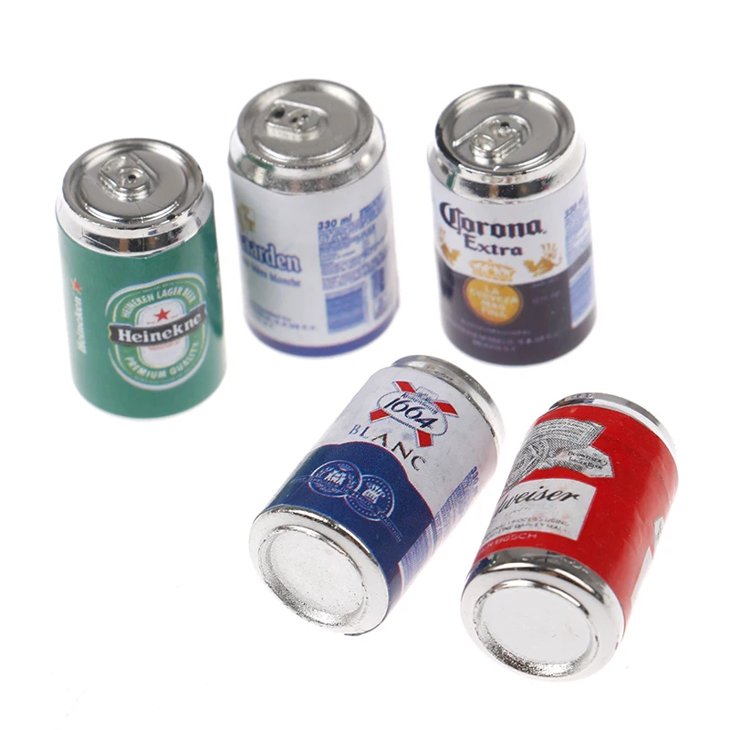 5Pcs 1/12 Dollhouse Mini Soda Beer Cans For 1/6 Doll Accessories Miniature Food Play Scene Diy Handmade Model