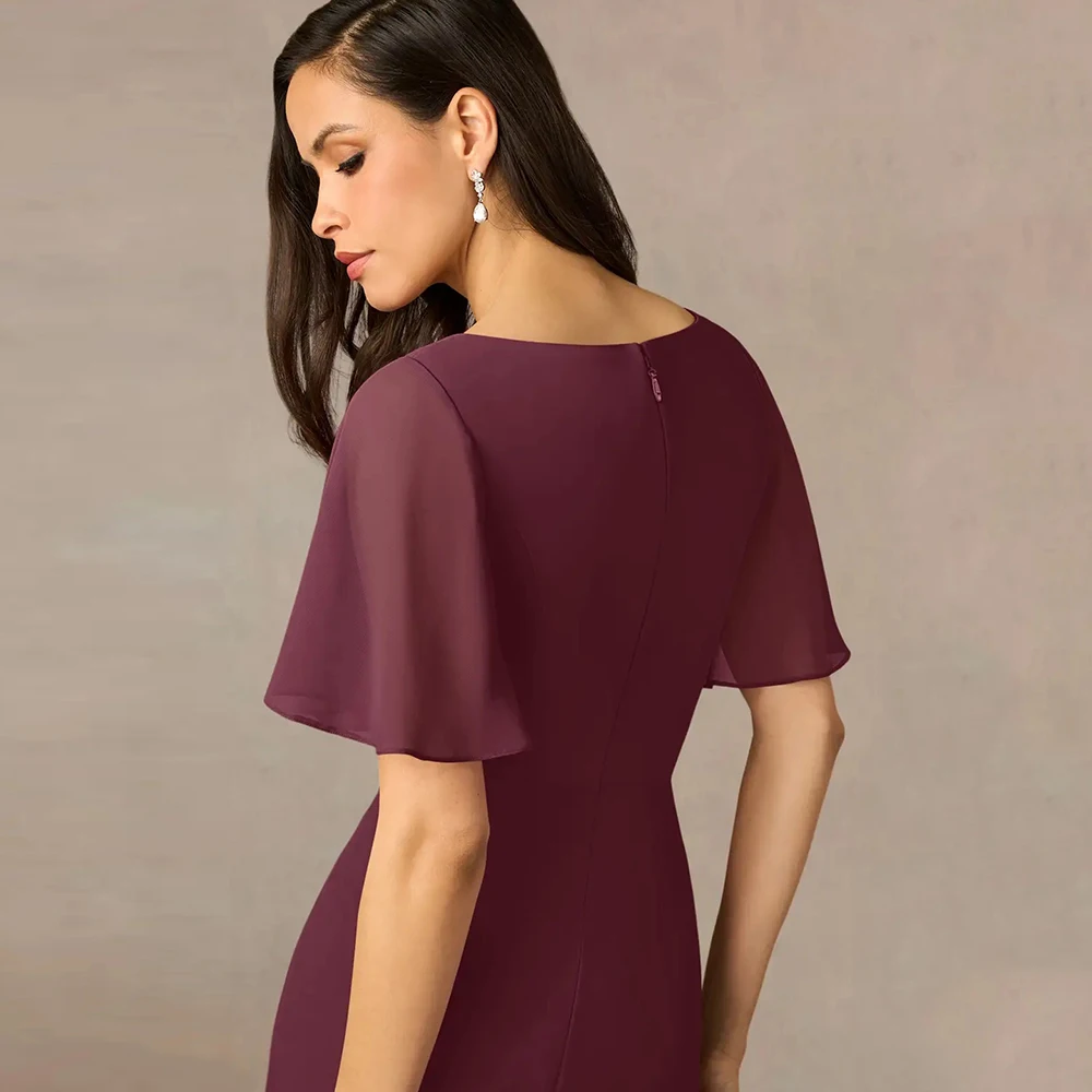 Vestidos sencillos De gasa para madre De Novia con cristal, vestidos De fiesta De boda De media manga con pliegues, verano 2025, Vestido De Novia