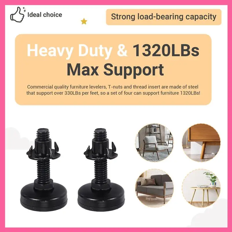 

HOT-Furniture Levelers Heavy Duty Furniture Leveling Feet Adjustable Leg Levelers For Cabinets Tables Chairs Raiser
