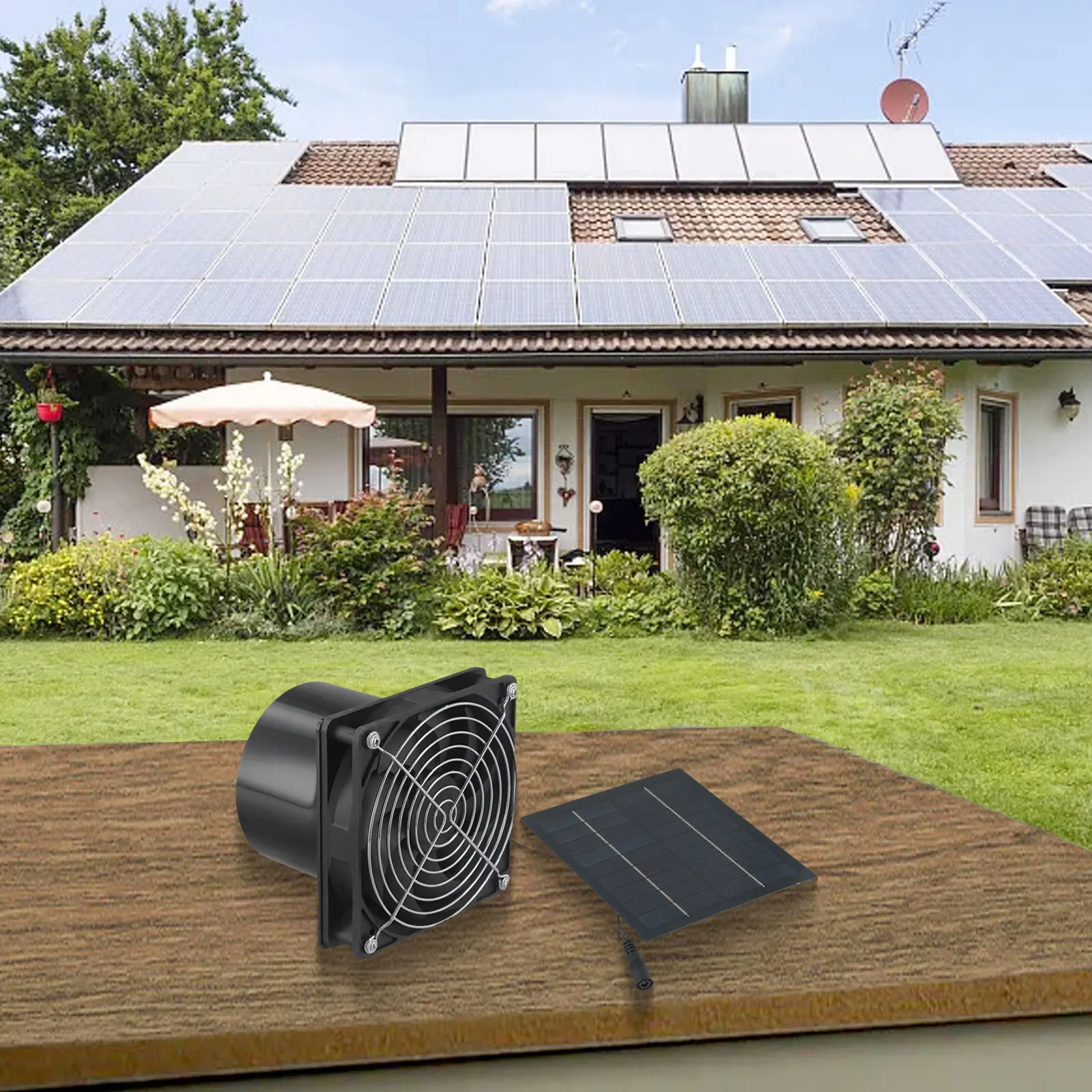 Monocrystalline Silicon PET Solar Panel Vent Fan Portable Size Compact Design Easy Installation Outdoor Cooling Air Circulation