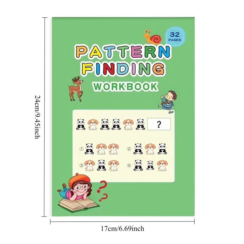 32 Pages Pattern Finding Workbook Preschool Kids Logical Thinking Sequence Recognition Early Learning Guide Book