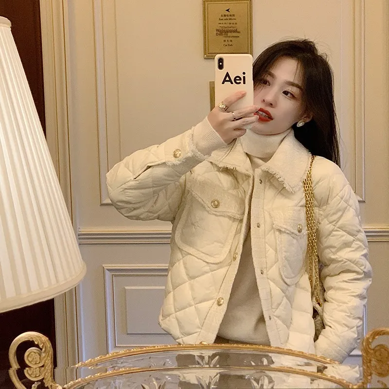 

Fashionable Lightweight Short Cotton down Jacket Women's Winter New Arrival Tagkita Commute Style Long Sleeve Regular Length