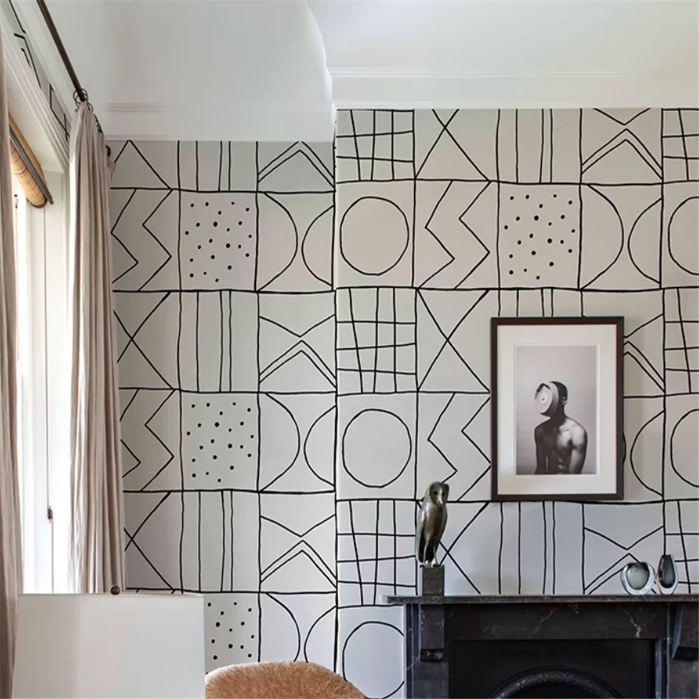 

Пользовательские белые геометрические обои для гостиной, расширение пространства, настенное покрытие для гостиной, спальни, студии, обои, фон