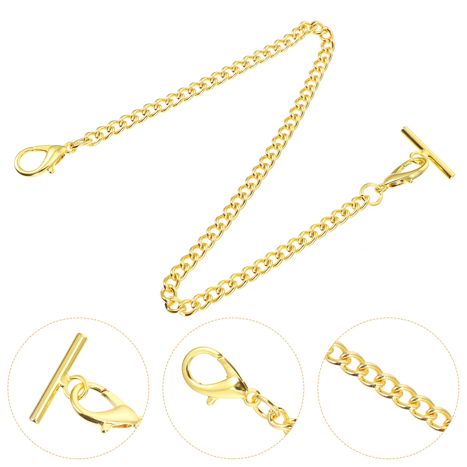 

Pocket Watch Chain T Bar Clasp Design for DIY Clothing Jeans Handbag Decor Hanging T Clasp Watch Link Jeans Decor Chain
