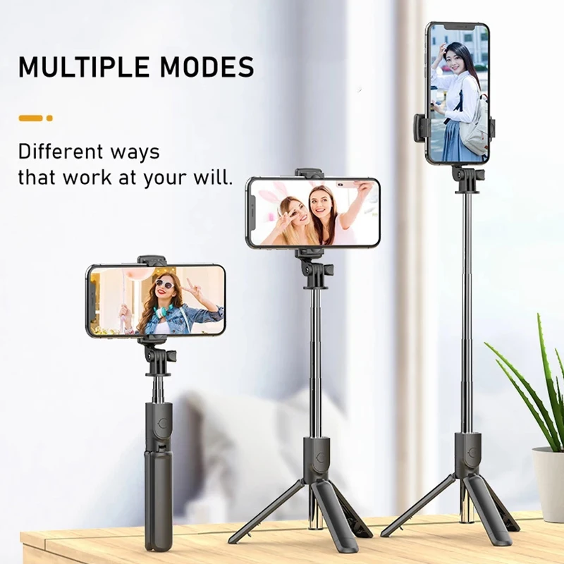 3In1 Wireless Bluetooth-compatible Foldable Handheld Monopod Shutter Remote Extendable Mini Tripod Selfie Stick for iPhone 12 13