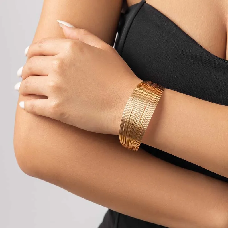Women's Vintage Multi-Layer Opening Wide Cuff Bracelet