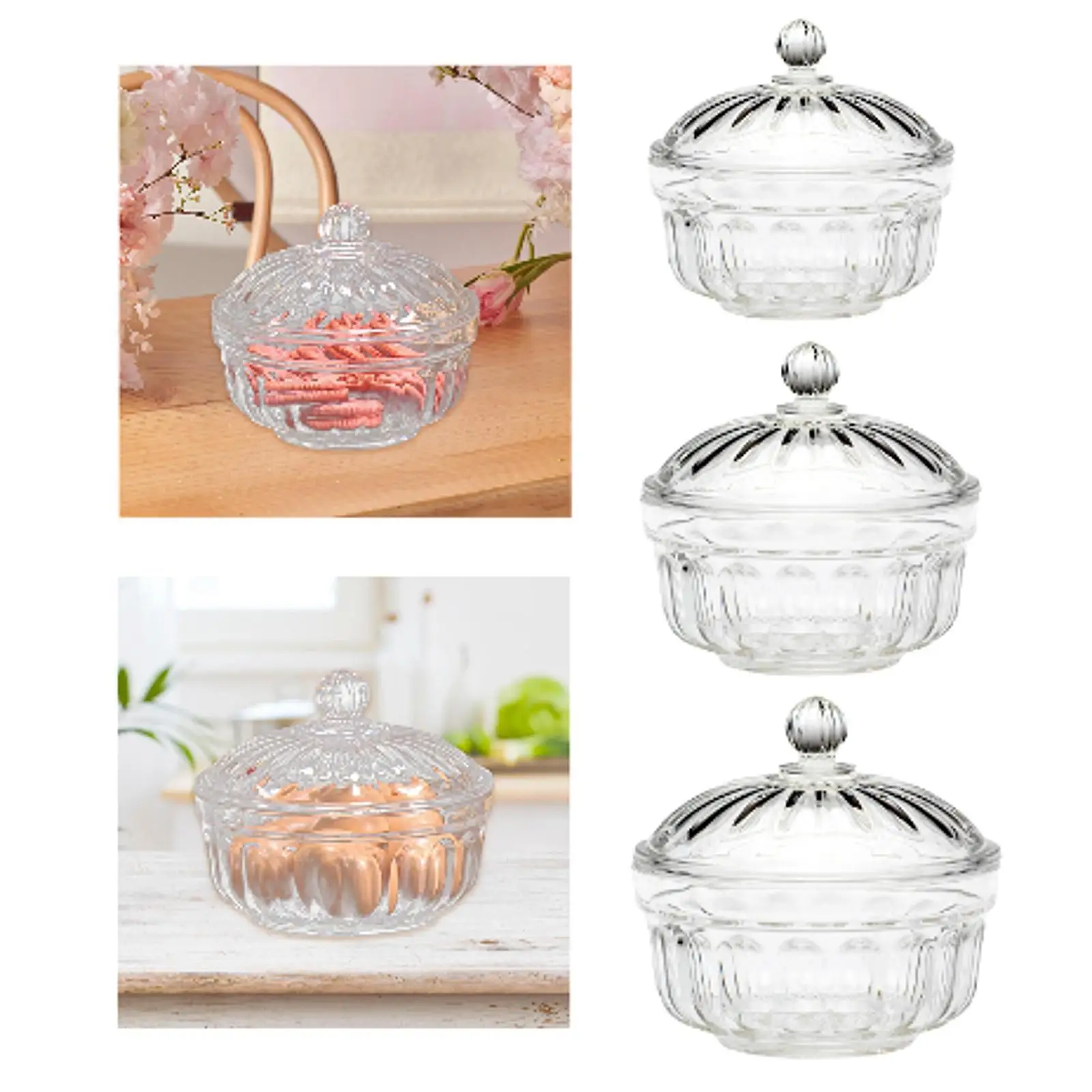 Clear Acrylic Box Biscuit Barrel with Cover Multi-scenario Decorative Bowl Flower Tea Can for Home Living Room Dining Table