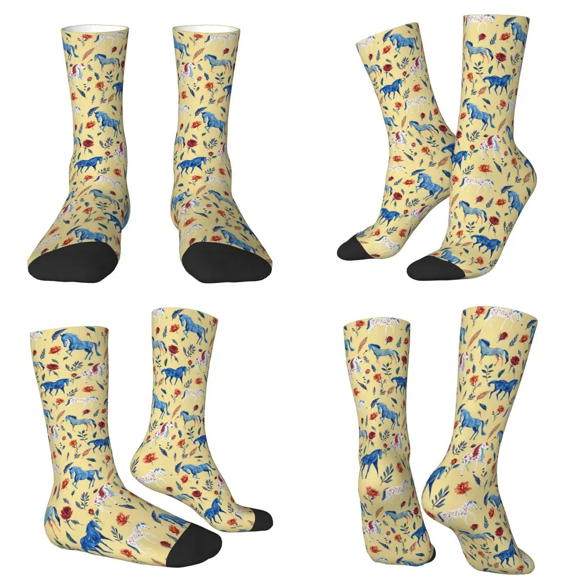 Caballos, razas de caballos florales, animales de granja, mascotas, calcetines Harajuku, calcetines largos para todas las estaciones, accesorios para regalo de cumpleaños Unisex