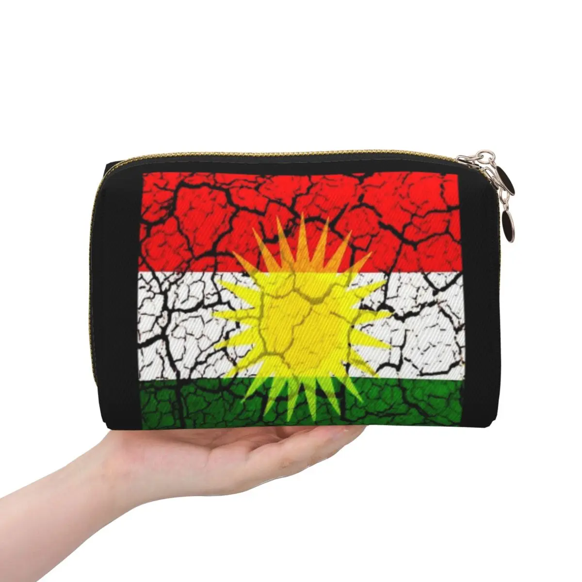 

Женская косметичка с флагом Курдистана, дорожный органайзер для макияжа, сумка для хранения туалетных принадлежностей, Dopp Kit Box