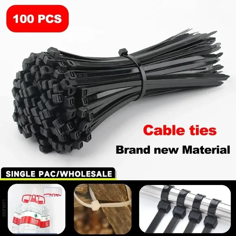 

300 шт. многоразовых кабельных стяжек-кольцев, съемные, многофункциональные, антикоррозийные, черно-белые, 4x200 мм