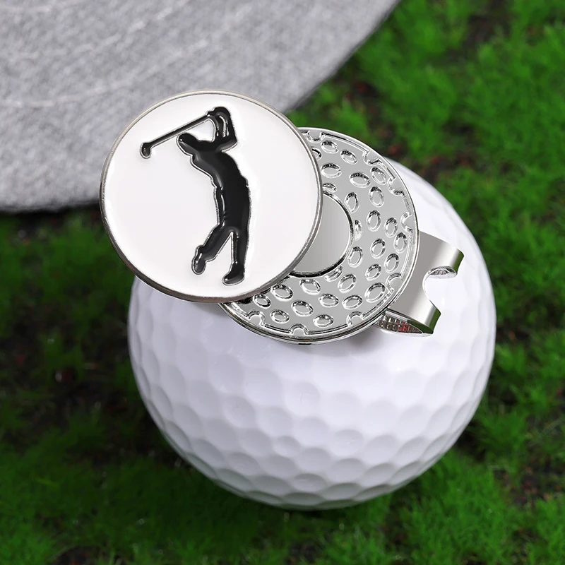 Golfer Pattern Magnetic Golf Ball Marker Hat Clip Golf Training Accessories Baseball Cap Decorative Clip Jewelry Gift for Friend