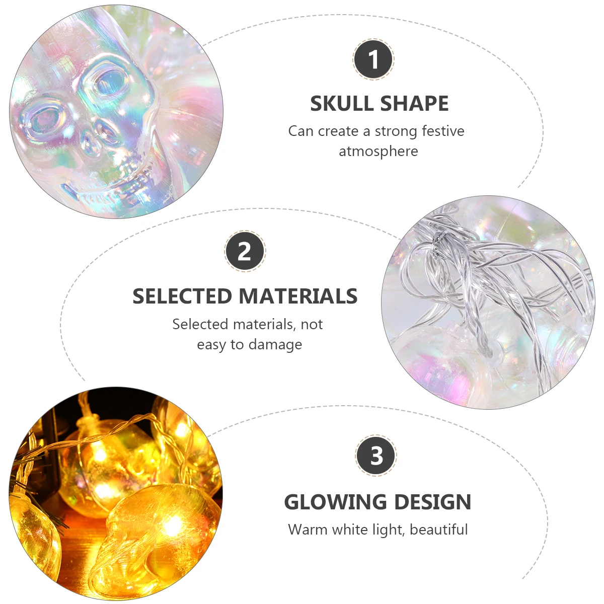 

1pc Skull Shaped String Lamp Led Halloween Lights Outdoor Garden Holiday Party Decoration Scary Design Energy Saving