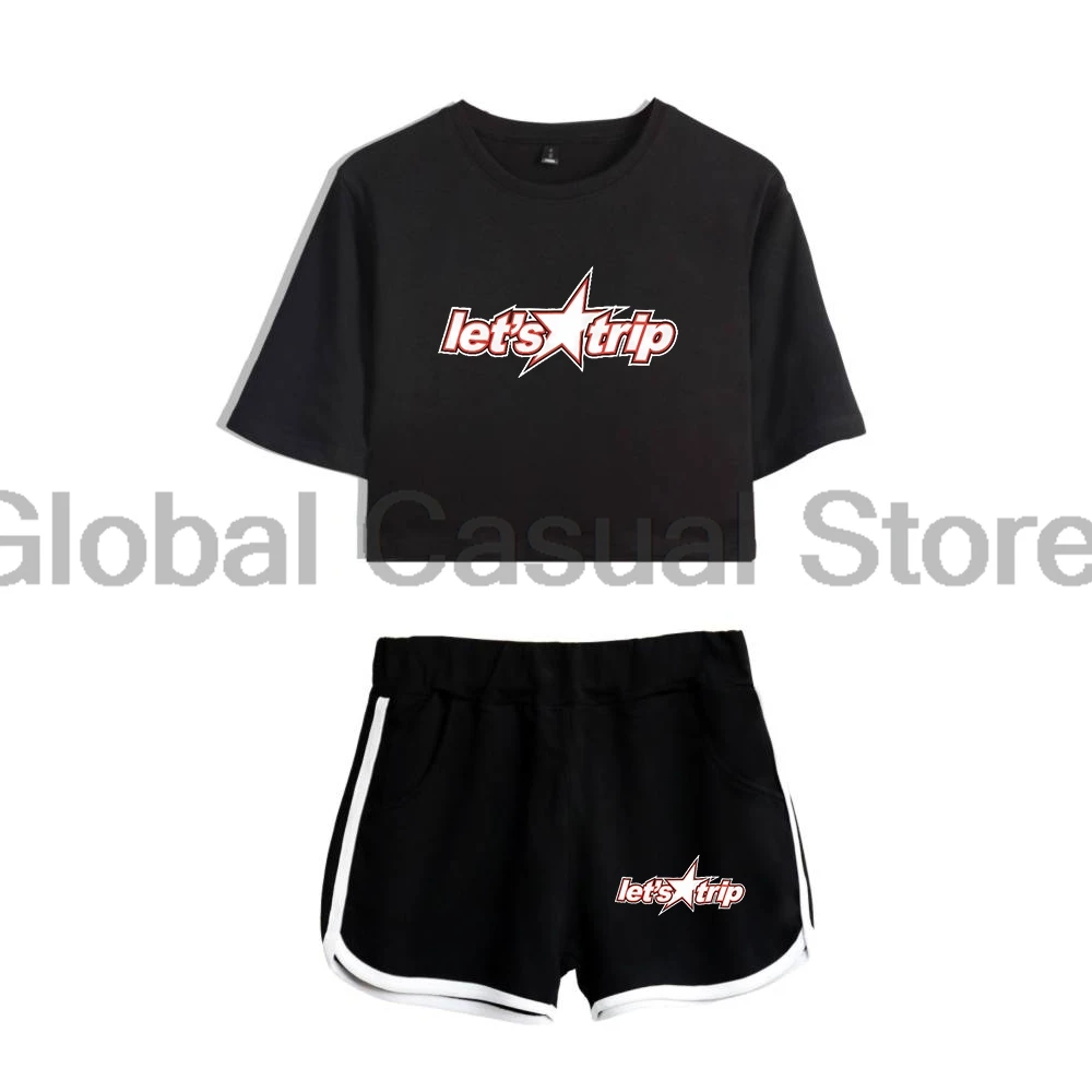 Sturniolo Triplets Let's Trip Star 2024 New Logo Fresh Love Merch Two Piece Set Short Sleeve Crop Top+Shorts Women's Set