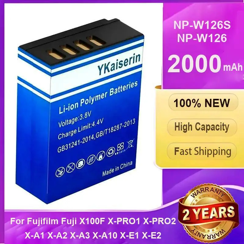 

YKaiserin 2000mAh Replacement Battery NP-W126S NP-W126 For Fujifilm Fuji X100F X-PRO1 X-PRO2 X-A1 X-A2 X-A3 X-A10 X-E1 X-E2 XE2S