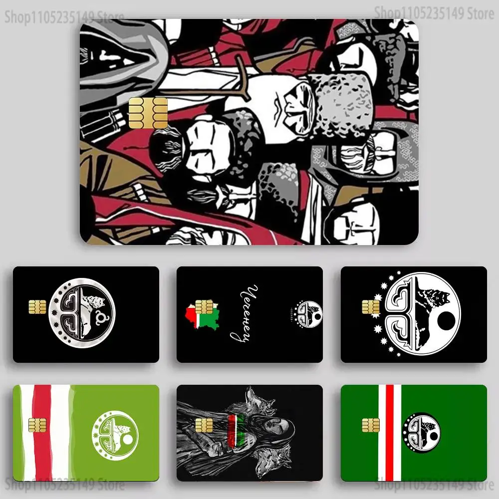 

Chechen National Flag Sticker Film Tape Skin for Credit Card Debit Card Cartoon Waterproof Stickers Small Chip