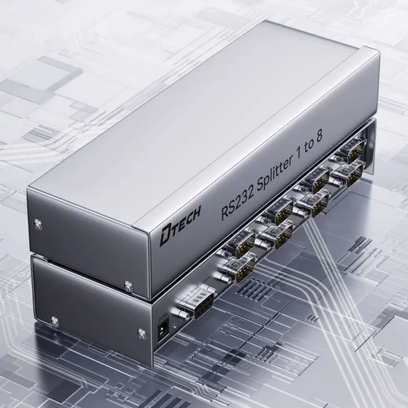 DTECH 8-Port Industrial RS232 Expander RS232 Serial Splitter Box 1 to 8