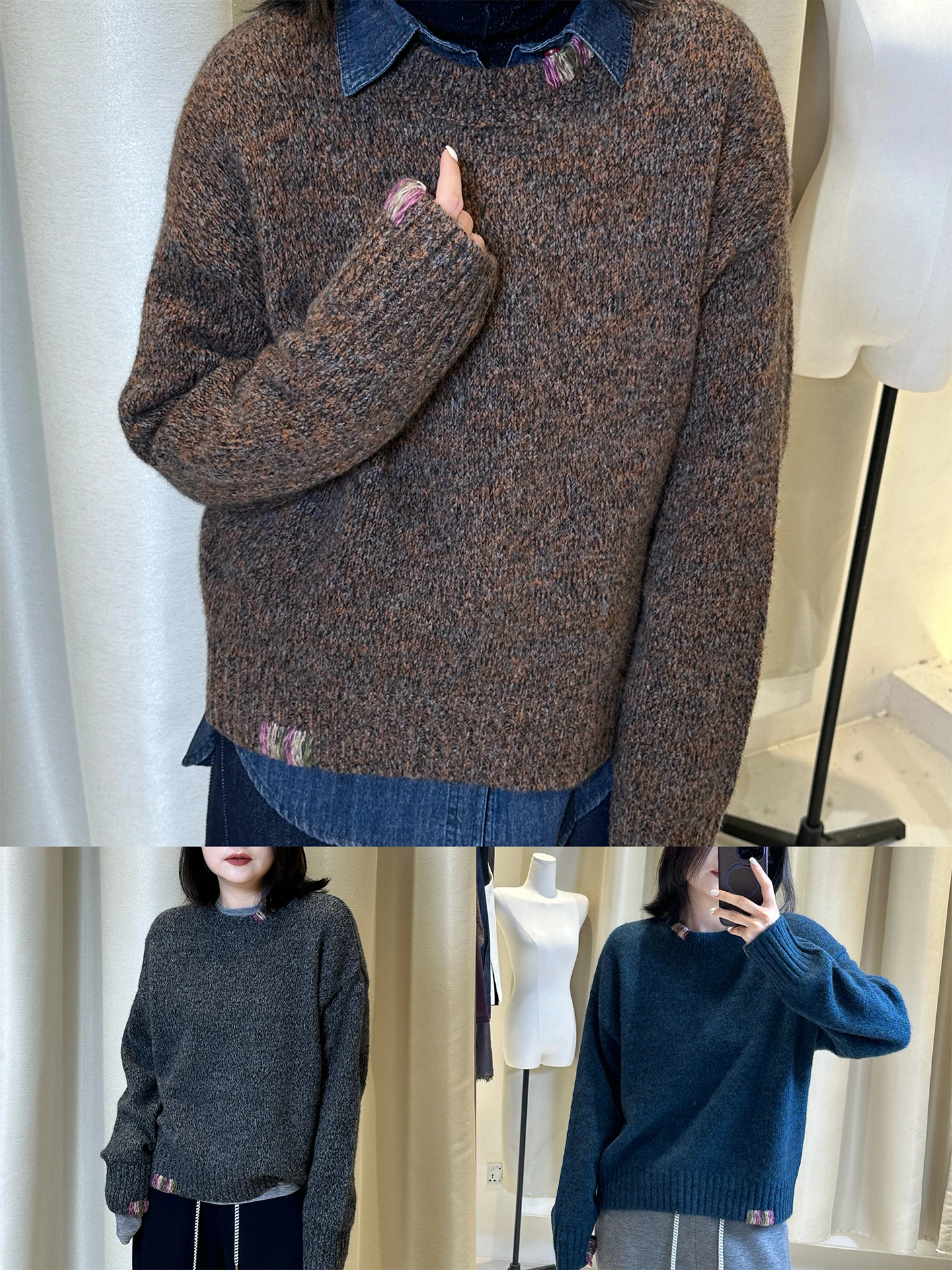 

Lazin Sle Camere Женский красивый вязаный свитер irt с цветочным узором Long Sve round Ne Regular Length осенний W...