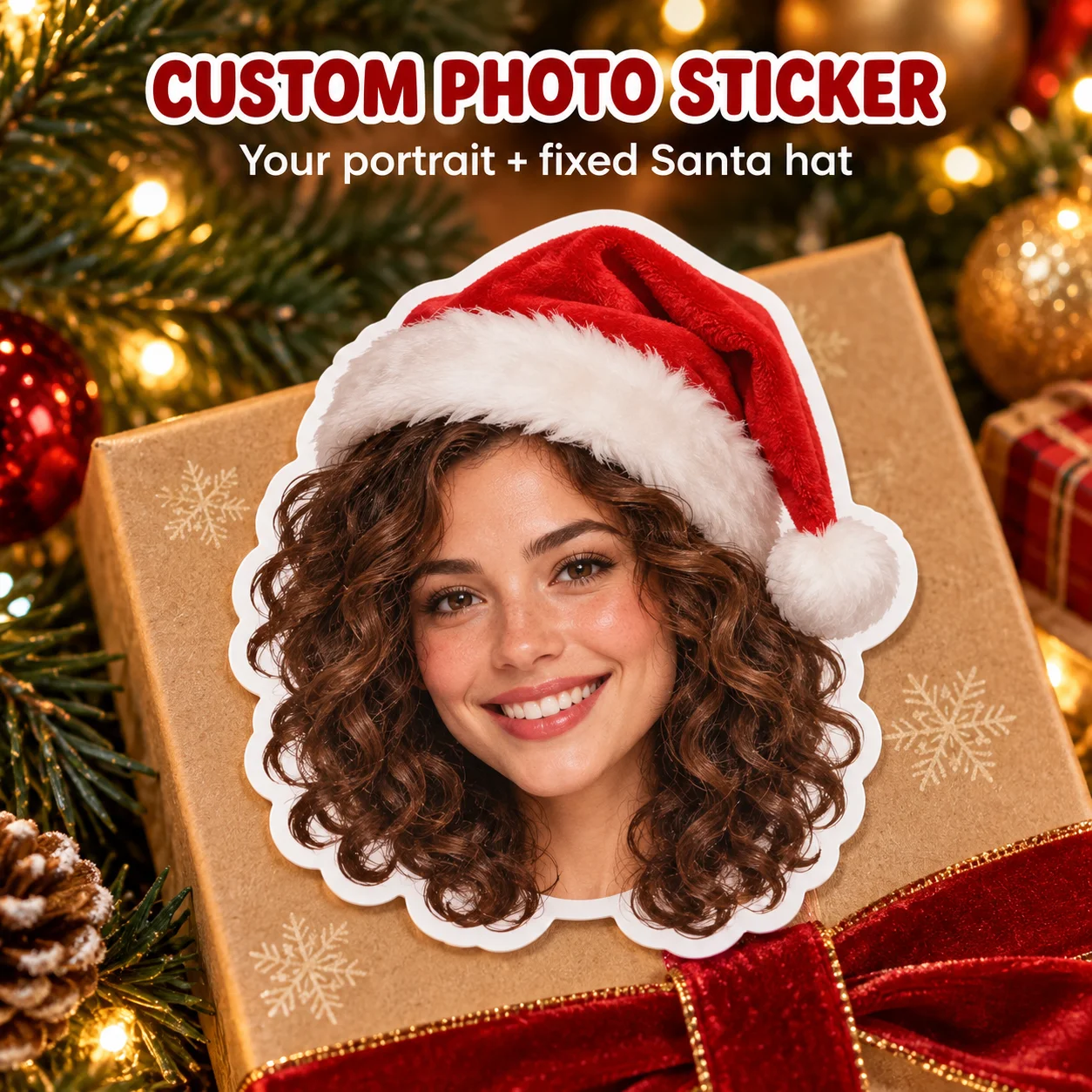 Custom Photo Sticker Christmas Self Adhesive PVC Waterproof Wipeable Transparent Sticker For Stationery Window Early Education