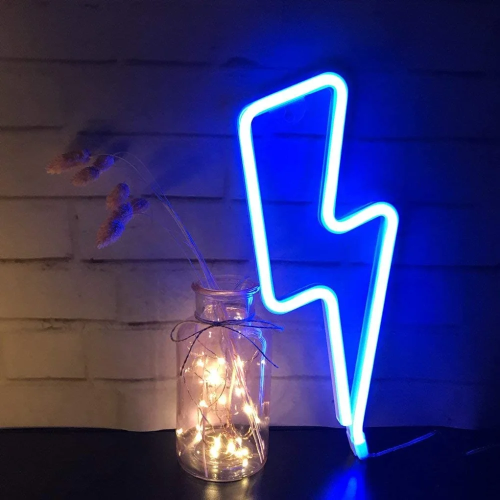 Neon Sign Lightning Battery/USB Operated Clouds Lightning Moon Neon Led Sign for Children\'s Room Party Home Bar Gift Decoration