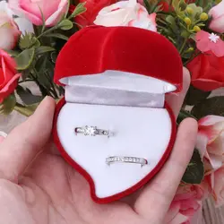 652F Liebe Rose Doppel Ring Box Anhänger Box Ring Schmuck Geschenk Lagerung für Hochzeit Vorschlag Verlobung Zeremonie