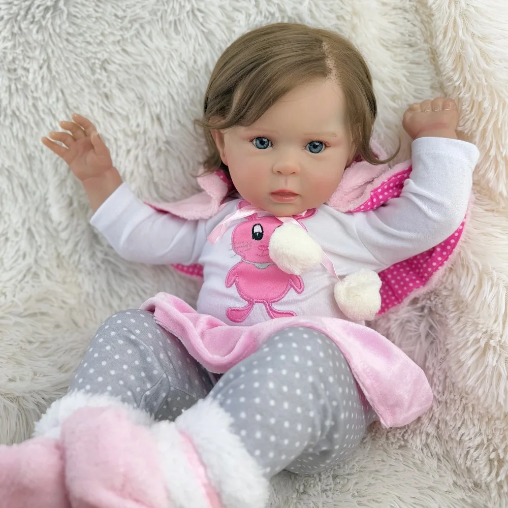 BZDOLL Boneca Reborn Realista de 50 CM (20 Polegadas), Feita à Mão com Pele 3D e Corpo de Pano com Veias, Boneca Doce e Fofa, Presente de Aniversário Perfeito