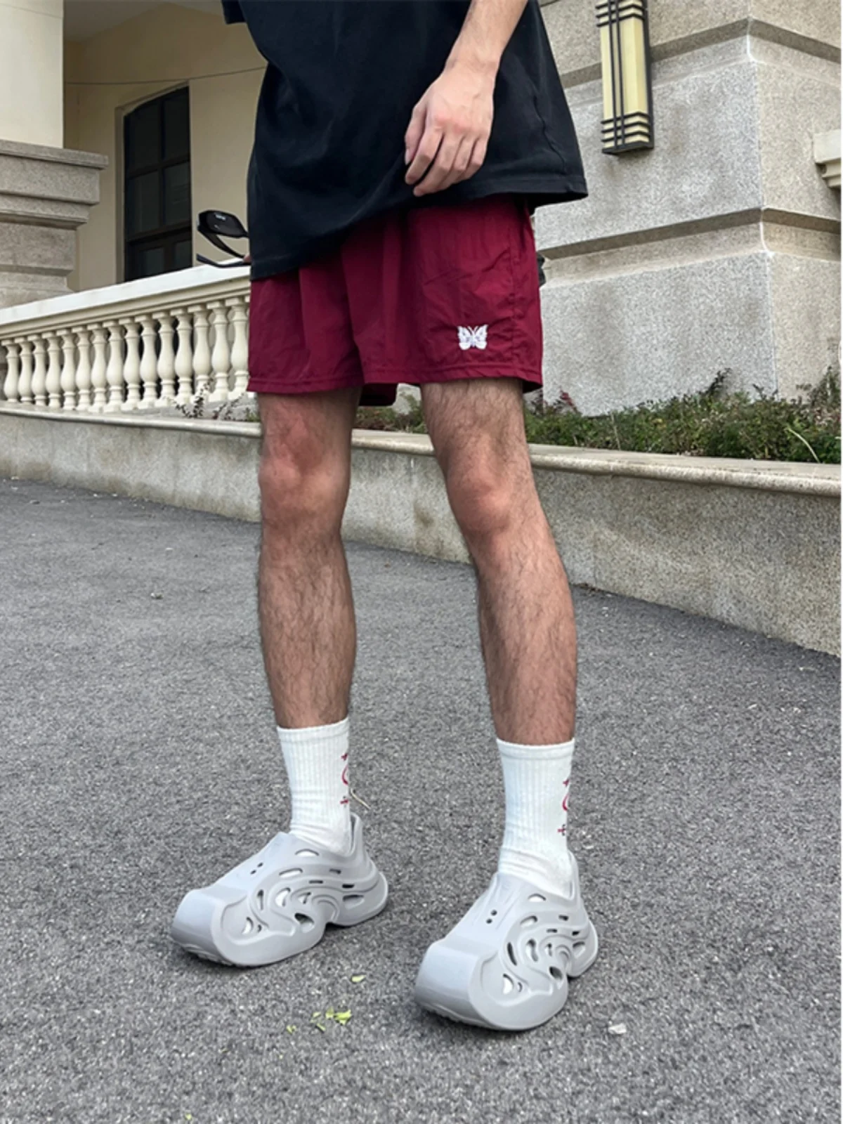 

American Style Embroidery Ice Silk Quick Dry Thin Men's Shorts Casual High Street Summer Leisure Straight Leg Pants