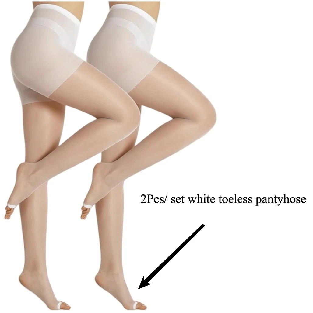 

2Pcs/set Toeless Pantyhose for Women Costumes Transparent Thigh High Tights Summer sheer Stockings sexy lencerias medias