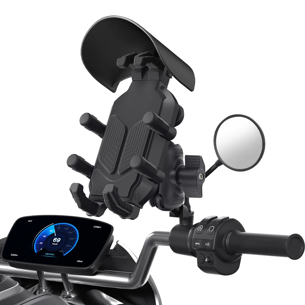 Anti-Theft Secure Lock Bracket Waterproof Sunshade Anti-Vibration Bicycle Phone Mount Rainproof Mobile Phone Holder 360 Rotation