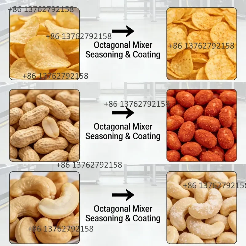 【2026】 Industrial SS304 Octagonal Seasoning Machine MOQ 1Set High Efficiency French Fries Flavoring Blender