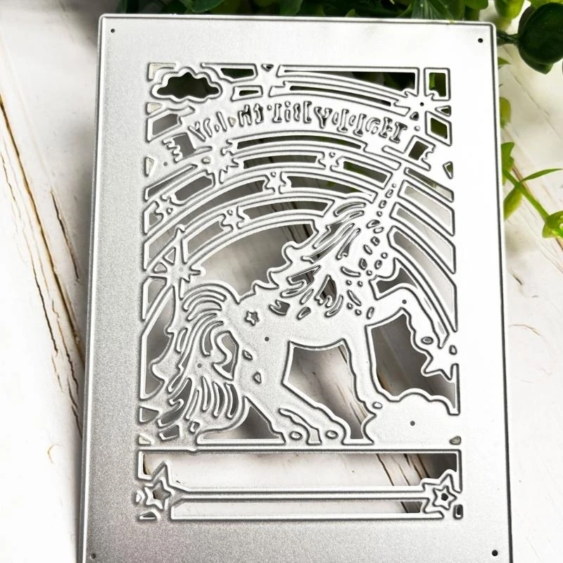 97BA Rectangle Happy Birthday Horse Metal Cutting Dies Embosed Mold DIY Scrapbooking Album Paper Craft Cards Stencil Template