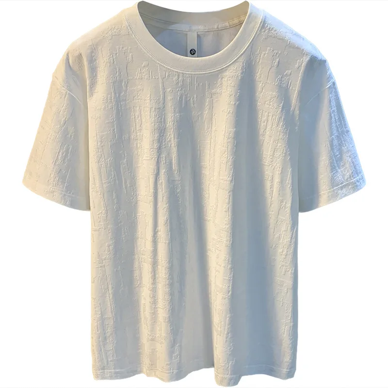 High end light luxury men's T-shirt short sleeved 2025 summer new fashion simple pure cotton solid color top