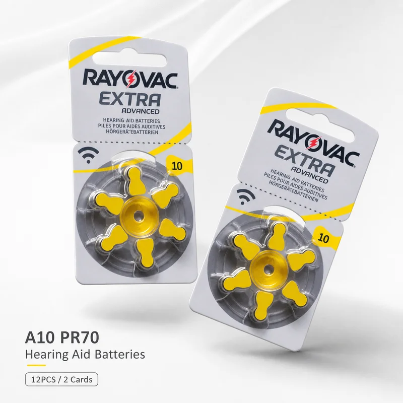 Replacement Zinc Air Hearing Aid Battery A10 PR70 1.45V, 12PCS 2Cards Performance Cells Compatible with Hearing Aids