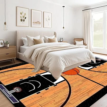 Basketball Court Pattern Area Rug Non‑Slip Floor Mat for Boys Bedroom Living Room Home Decor Carpet view 4